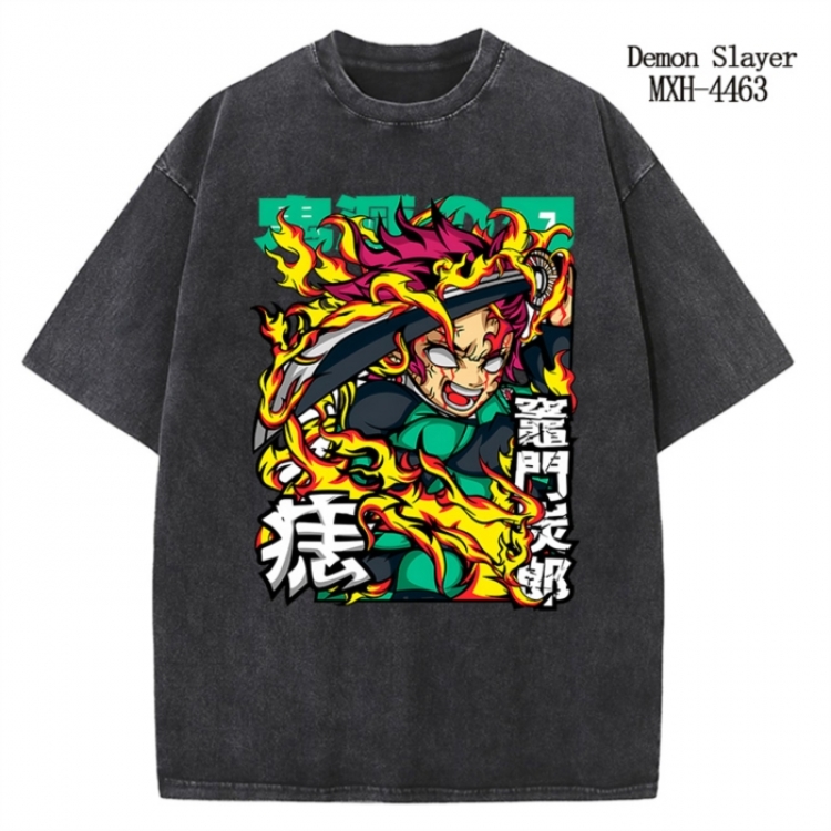 Demon Slayer Kimets Anime peripheral pure cotton washed and worn T-shirt from S to 2XL
