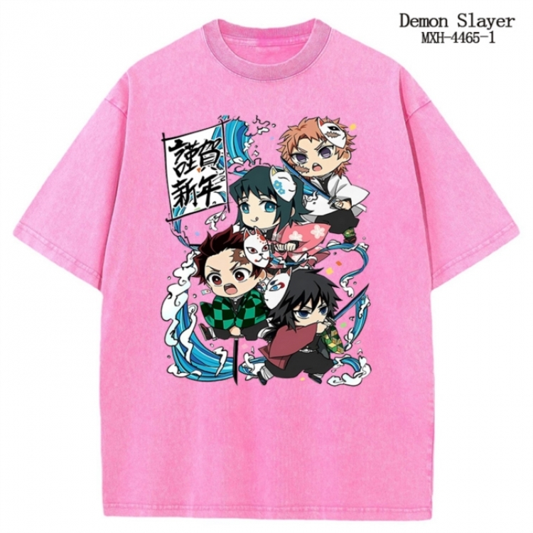 Demon Slayer Kimets Anime peripheral pure cotton washed and worn T-shirt from S to 2XL