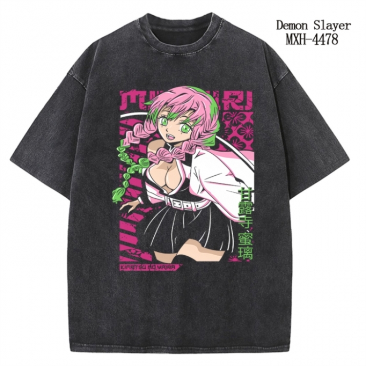 Demon Slayer Kimets Anime peripheral pure cotton washed and worn T-shirt from S to 2XL