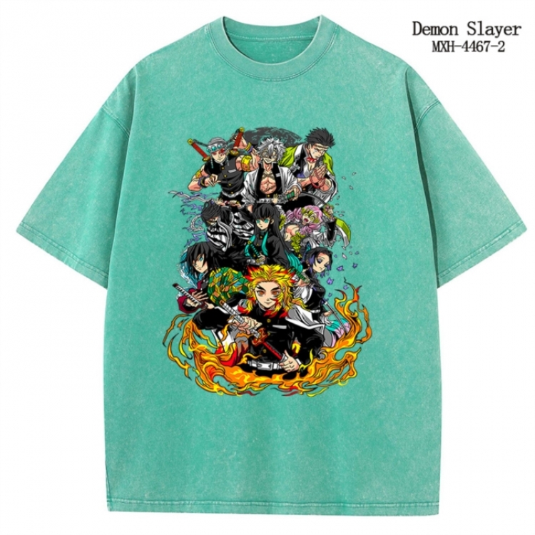 Demon Slayer Kimets Anime peripheral pure cotton washed and worn T-shirt from S to 2XL