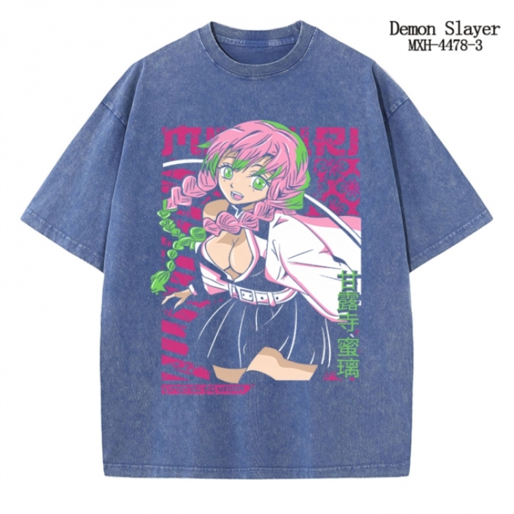 Demon Slayer Kimets Anime peripheral pure cotton washed and worn T-shirt from S to 2XL
