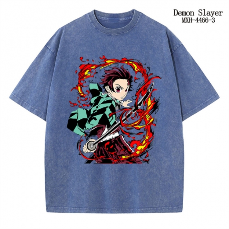 Demon Slayer Kimets Anime peripheral pure cotton washed and worn T-shirt from S to 2XL