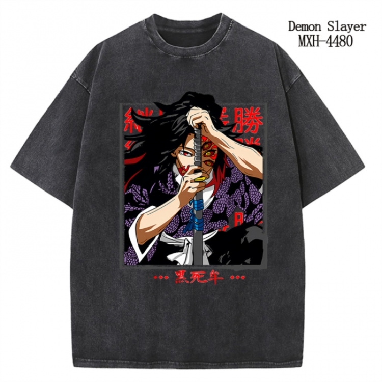 Demon Slayer Kimets Anime peripheral pure cotton washed and worn T-shirt from S to 2XL