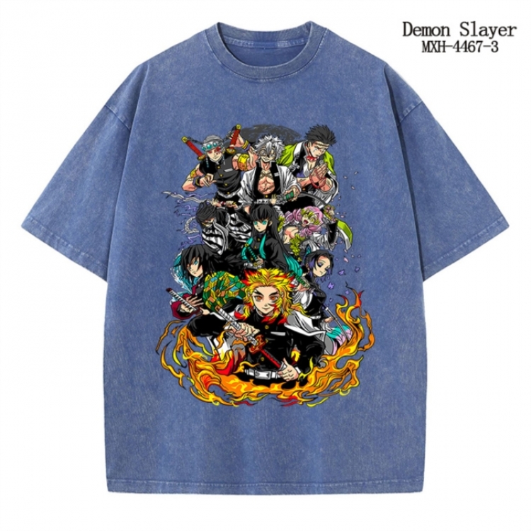 Demon Slayer Kimets Anime peripheral pure cotton washed and worn T-shirt from S to 2XL