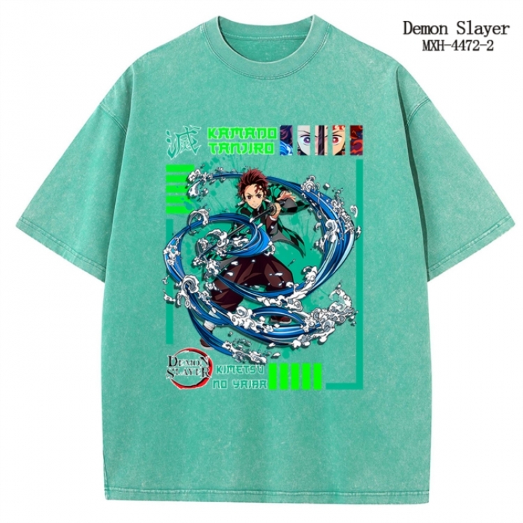 Demon Slayer Kimets Anime peripheral pure cotton washed and worn T-shirt from S to 2XL