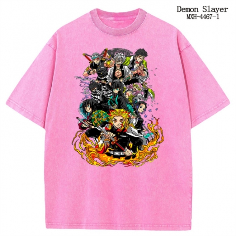 Demon Slayer Kimets Anime peripheral pure cotton washed and worn T-shirt from S to 2XL