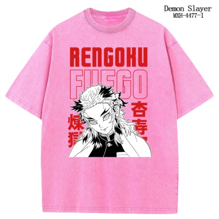 Demon Slayer Kimets Anime peripheral pure cotton washed and worn T-shirt from S to 2XL