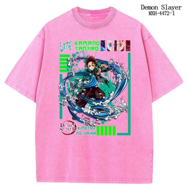 Demon Slayer Kimets Anime peripheral pure cotton washed and worn T-shirt from S to 2XL