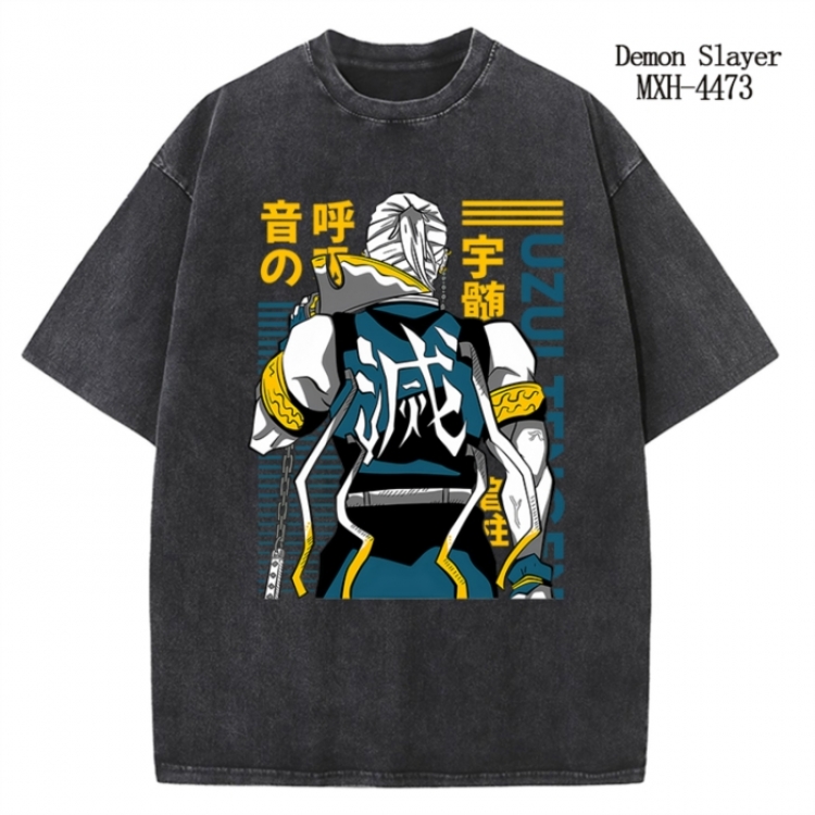 Demon Slayer Kimets Anime peripheral pure cotton washed and worn T-shirt from S to 2XL