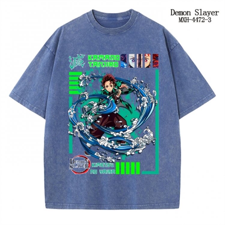 Demon Slayer Kimets Anime peripheral pure cotton washed and worn T-shirt from S to 2XL