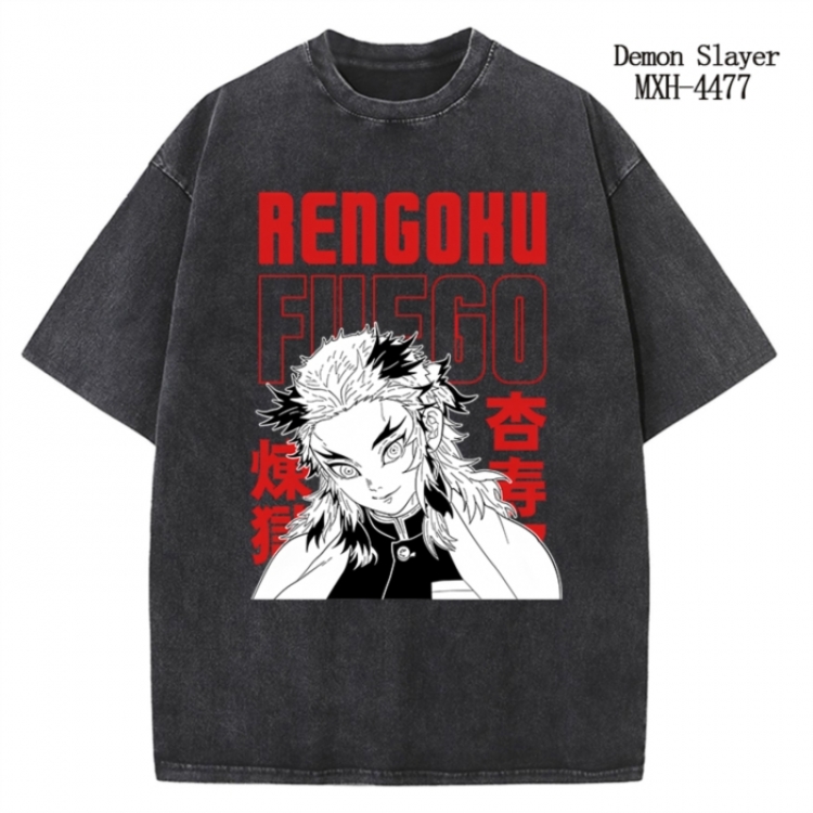 Demon Slayer Kimets Anime peripheral pure cotton washed and worn T-shirt from S to 2XL