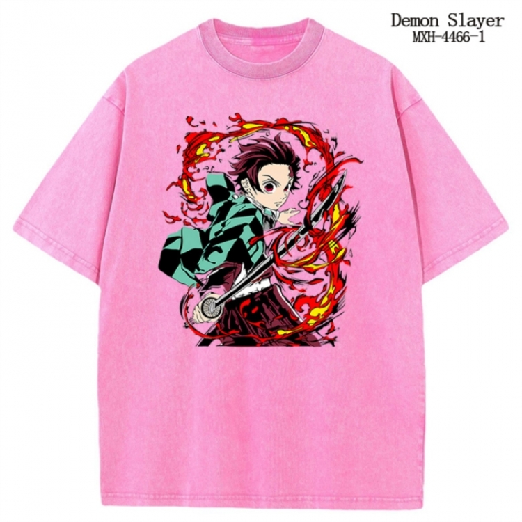 Demon Slayer Kimets Anime peripheral pure cotton washed and worn T-shirt from S to 2XL