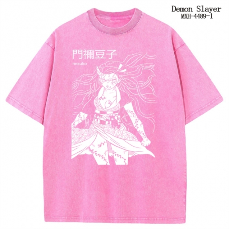 Demon Slayer Kimets Anime peripheral pure cotton washed and worn T-shirt from S to 2XL