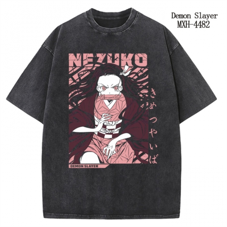 Demon Slayer Kimets Anime peripheral pure cotton washed and worn T-shirt from S to 2XL