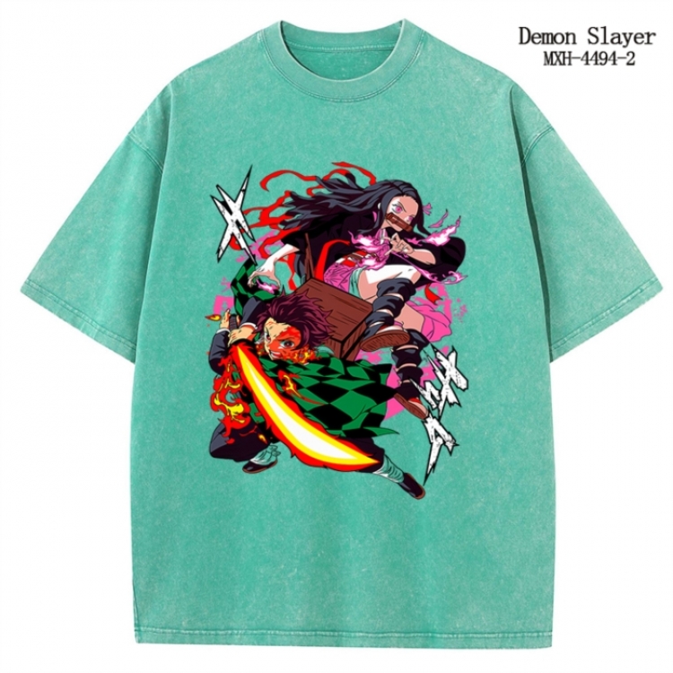 Demon Slayer Kimets Anime peripheral pure cotton washed and worn T-shirt from S to 2XL