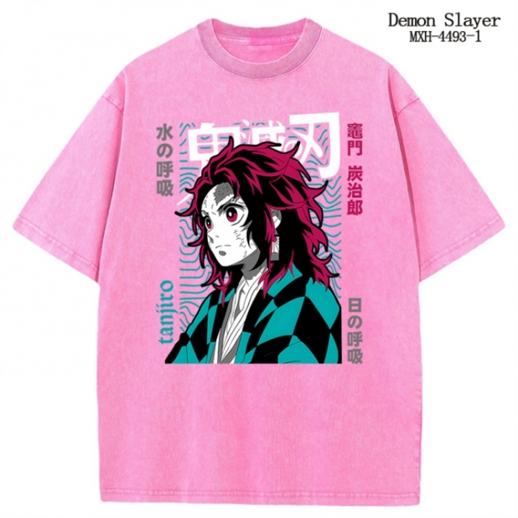 Demon Slayer Kimets Anime peripheral pure cotton washed and worn T-shirt from S to 2XL
