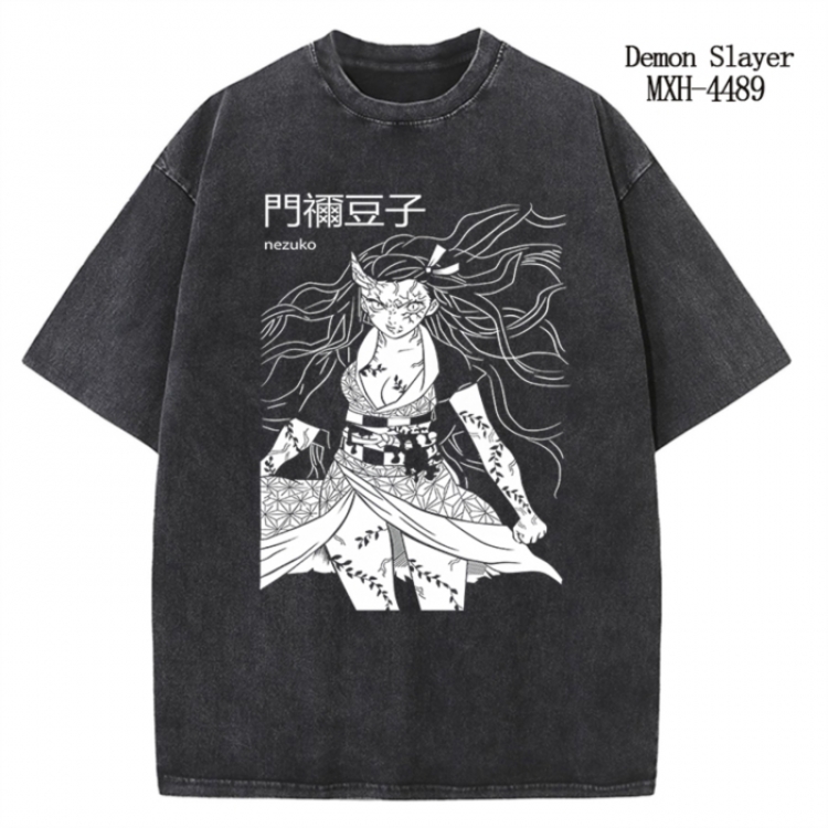 Demon Slayer Kimets Anime peripheral pure cotton washed and worn T-shirt from S to 2XL