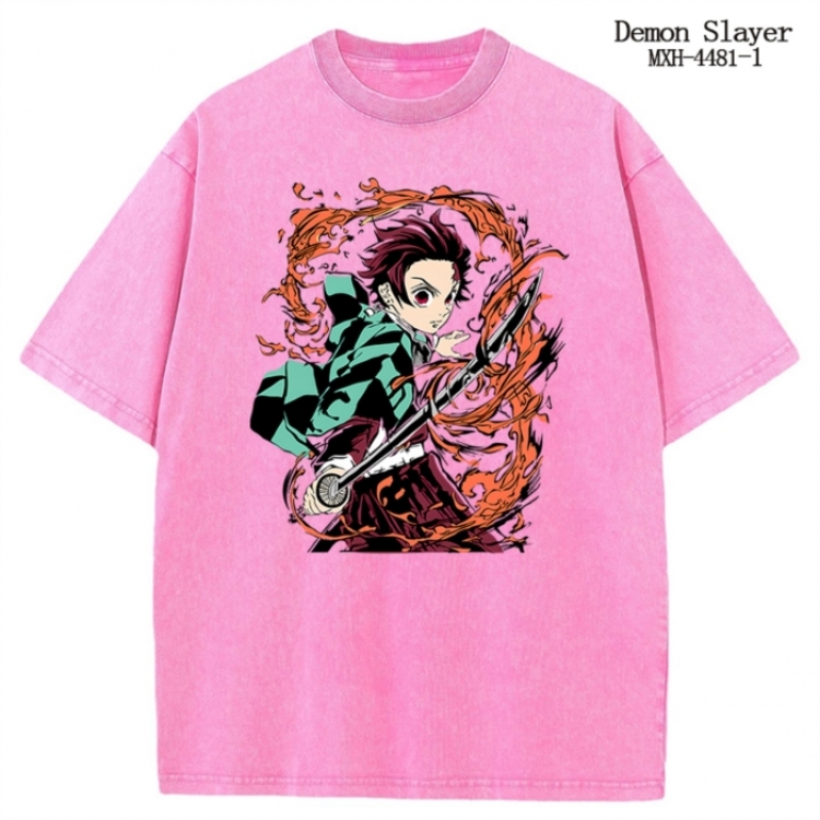 Demon Slayer Kimets Anime peripheral pure cotton washed and worn T-shirt from S to 2XL