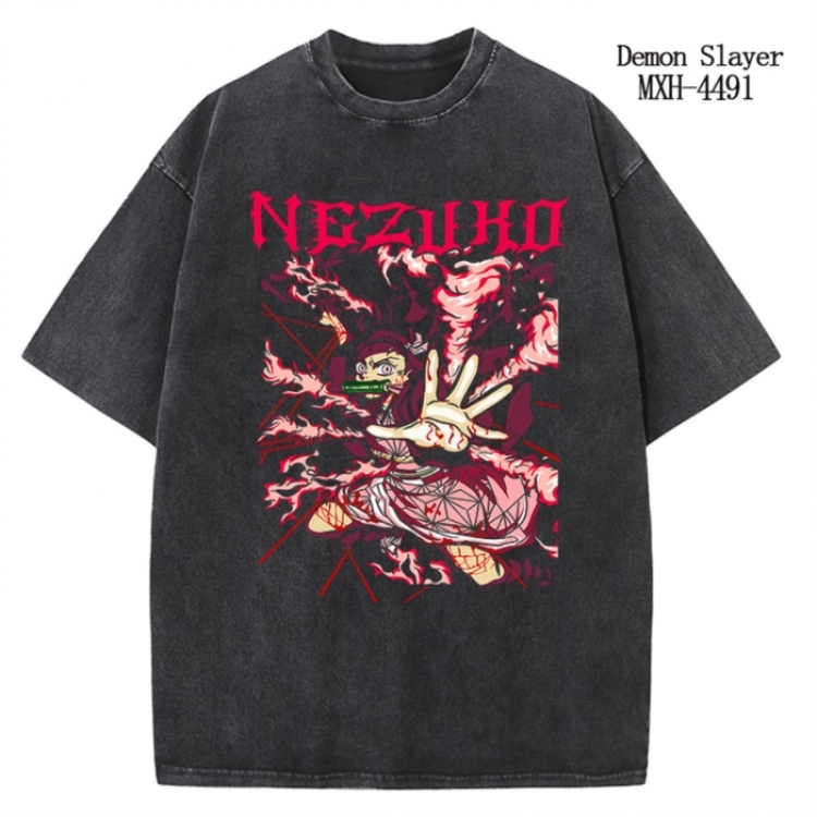 Demon Slayer Kimets Anime peripheral pure cotton washed and worn T-shirt from S to 2XL