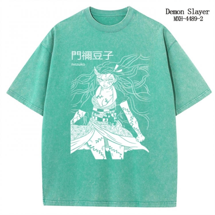 Demon Slayer Kimets Anime peripheral pure cotton washed and worn T-shirt from S to 2XL