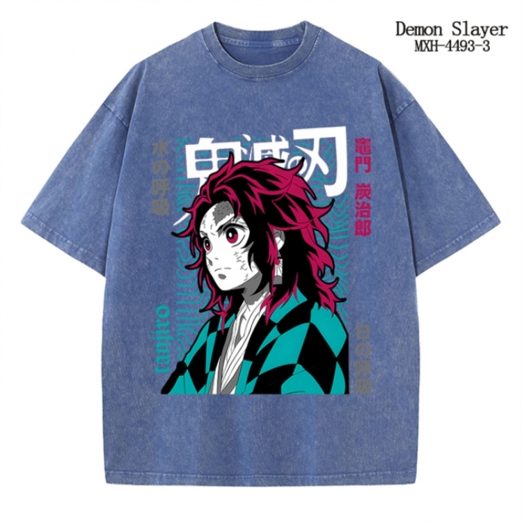 Demon Slayer Kimets Anime peripheral pure cotton washed and worn T-shirt from S to 2XL