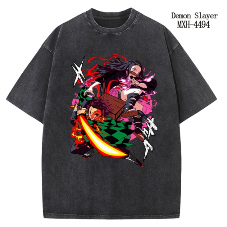 Demon Slayer Kimets Anime peripheral pure cotton washed and worn T-shirt from S to 2XL