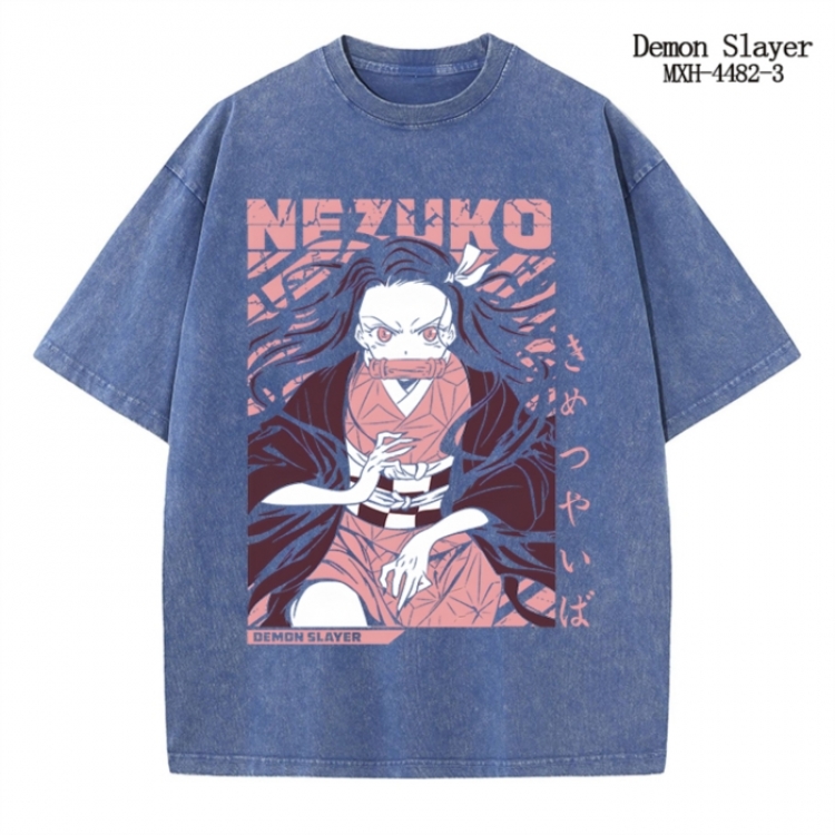 Demon Slayer Kimets Anime peripheral pure cotton washed and worn T-shirt from S to 2XL