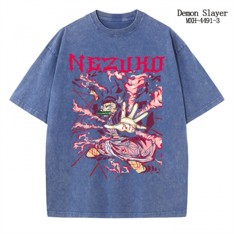 Demon Slayer Kimets Anime peripheral pure cotton washed and worn T-shirt from S to 2XL