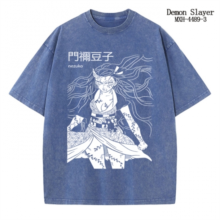 Demon Slayer Kimets Anime peripheral pure cotton washed and worn T-shirt from S to 2XL