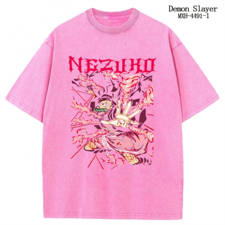 Demon Slayer Kimets Anime peripheral pure cotton washed and worn T-shirt from S to 2XL