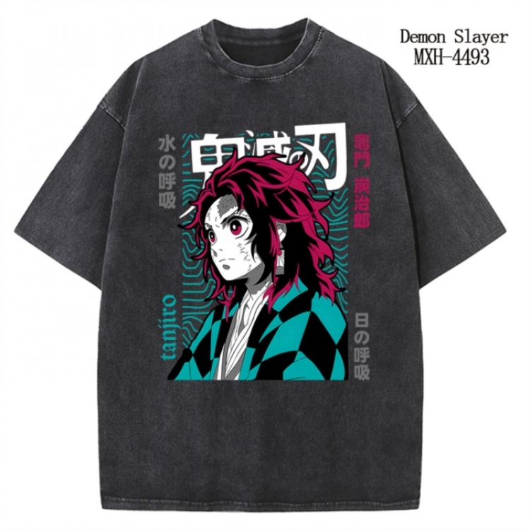 Demon Slayer Kimets Anime peripheral pure cotton washed and worn T-shirt from S to 2XL