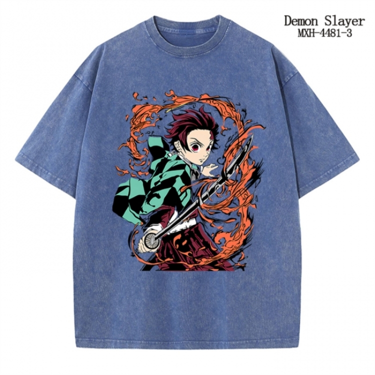 Demon Slayer Kimets Anime peripheral pure cotton washed and worn T-shirt from S to 2XL