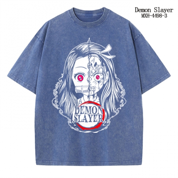Demon Slayer Kimets Anime peripheral pure cotton washed and worn T-shirt from S to 2XL