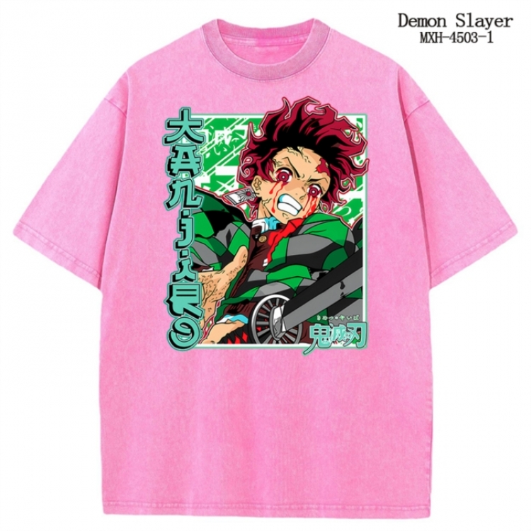 Demon Slayer Kimets Anime peripheral pure cotton washed and worn T-shirt from S to 2XL