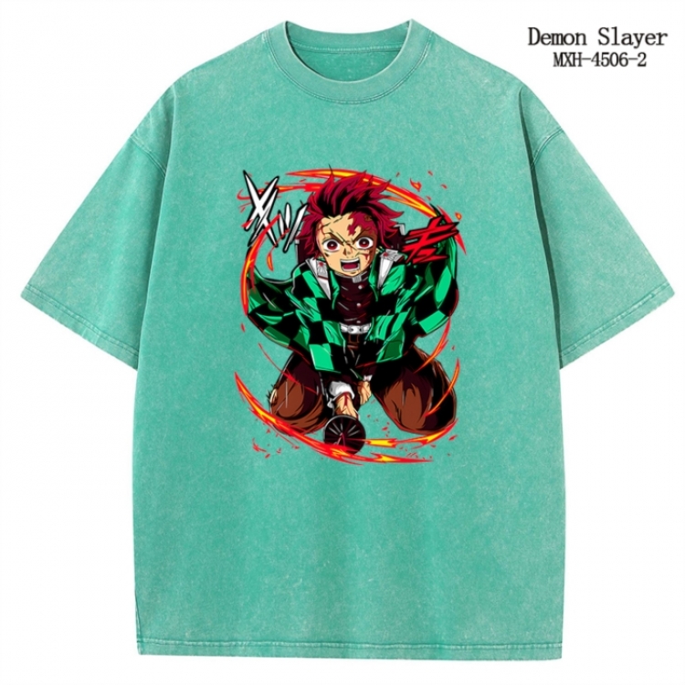 Demon Slayer Kimets Anime peripheral pure cotton washed and worn T-shirt from S to 2XL