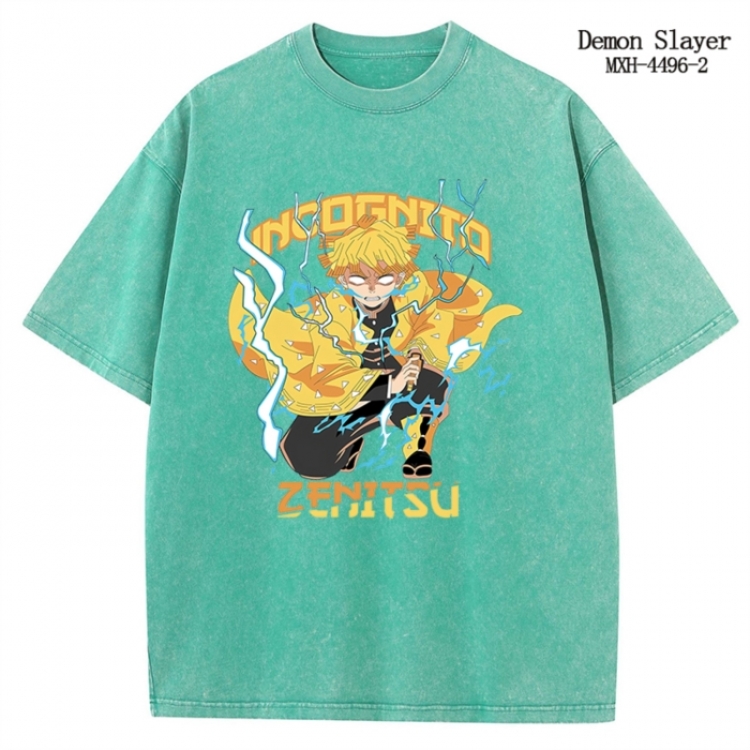 Demon Slayer Kimets Anime peripheral pure cotton washed and worn T-shirt from S to 2XL