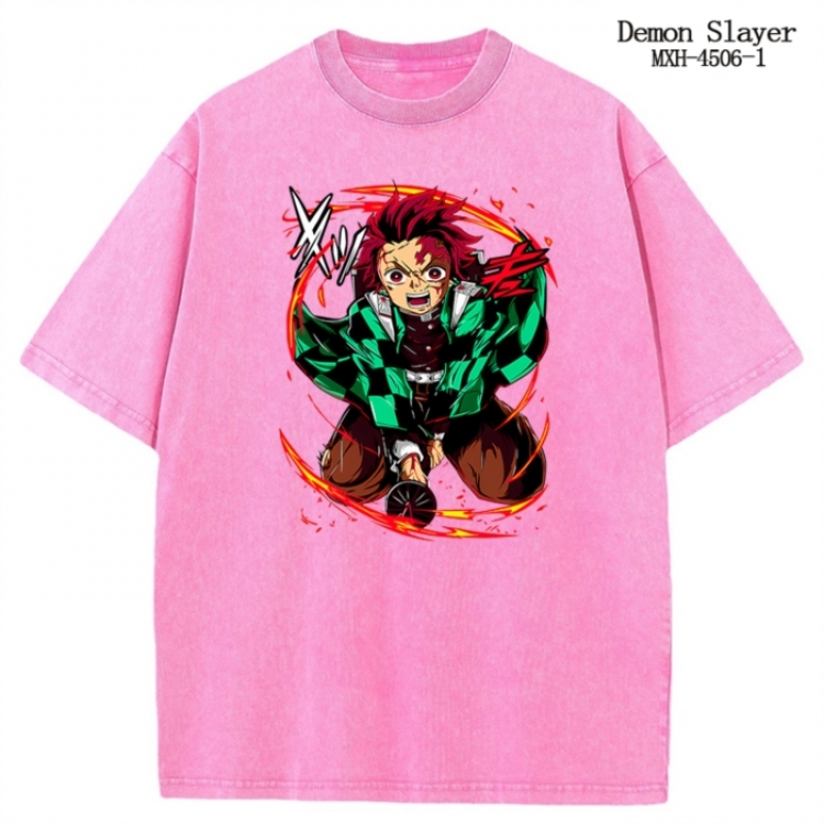 Demon Slayer Kimets Anime peripheral pure cotton washed and worn T-shirt from S to 2XL