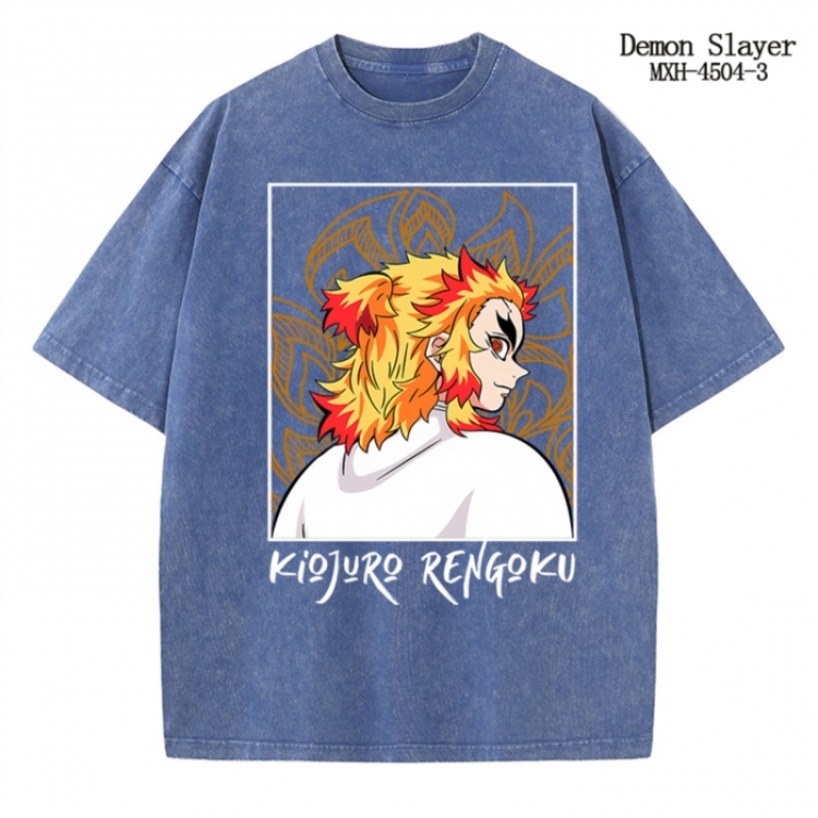 Demon Slayer Kimets Anime peripheral pure cotton washed and worn T-shirt from S to 2XL