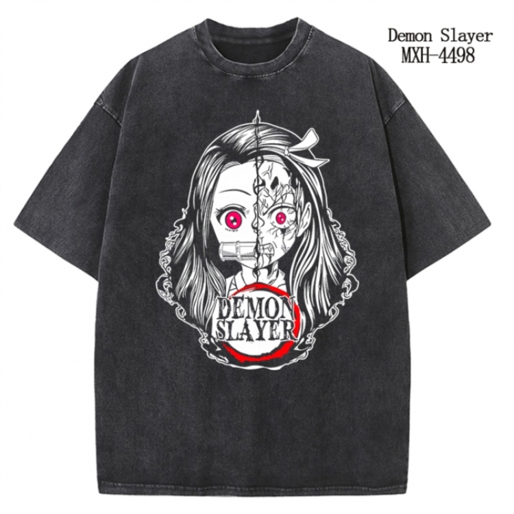 Demon Slayer Kimets Anime peripheral pure cotton washed and worn T-shirt from S to 2XL