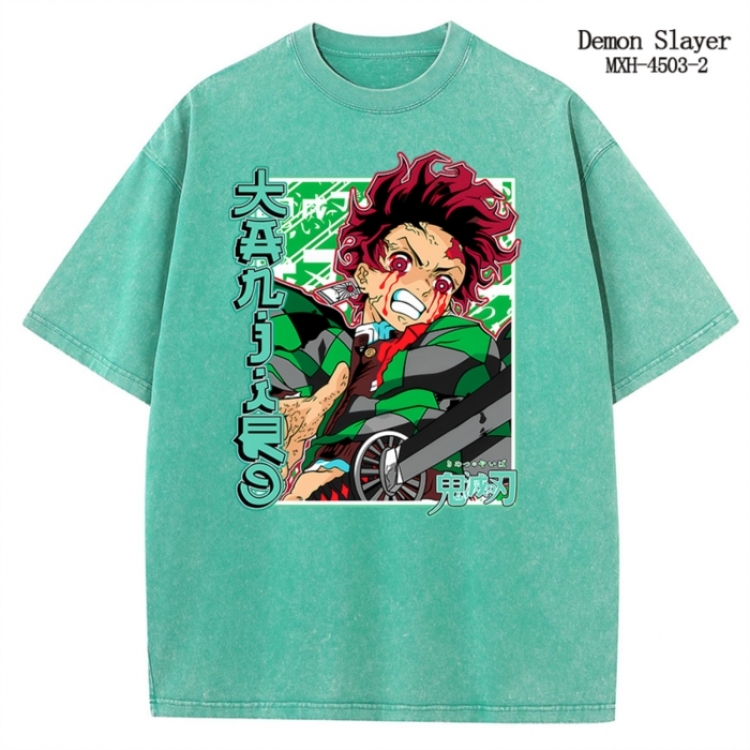 Demon Slayer Kimets Anime peripheral pure cotton washed and worn T-shirt from S to 2XL