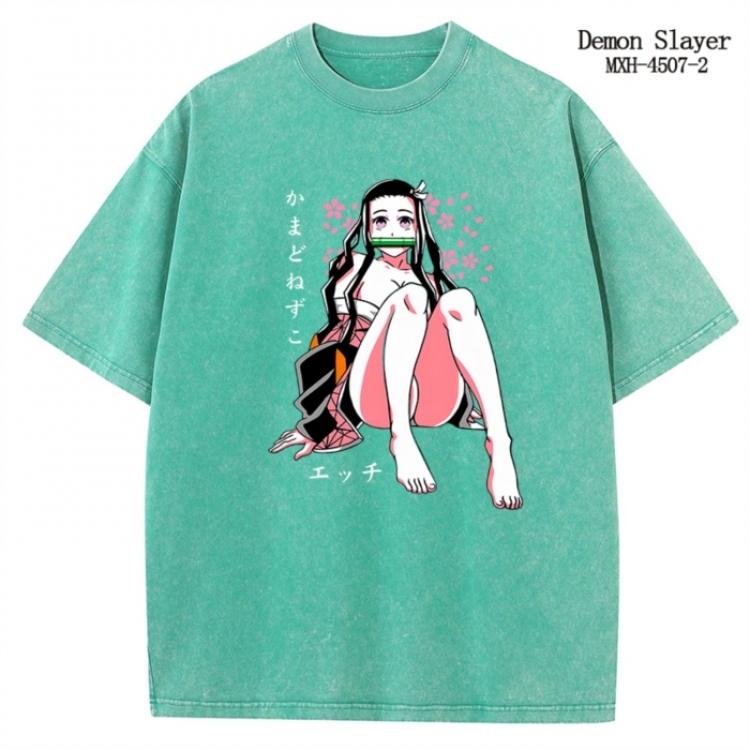 Demon Slayer Kimets Anime peripheral pure cotton washed and worn T-shirt from S to 2XL