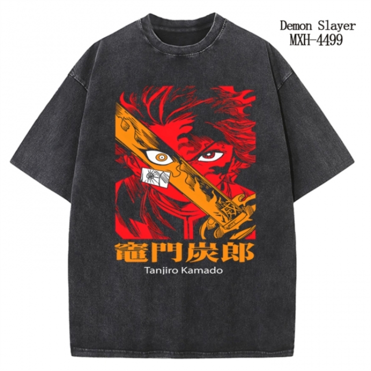 Demon Slayer Kimets Anime peripheral pure cotton washed and worn T-shirt from S to 2XL