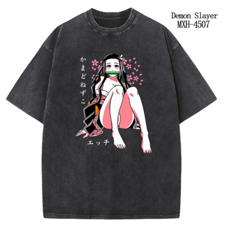 Demon Slayer Kimets Anime peripheral pure cotton washed and worn T-shirt from S to 2XL