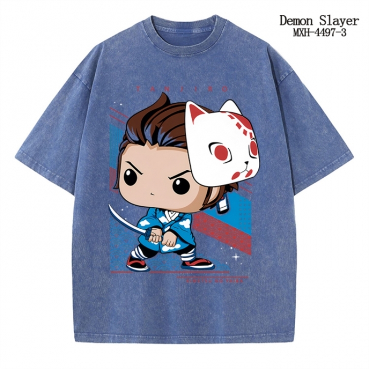 Demon Slayer Kimets Anime peripheral pure cotton washed and worn T-shirt from S to 2XL