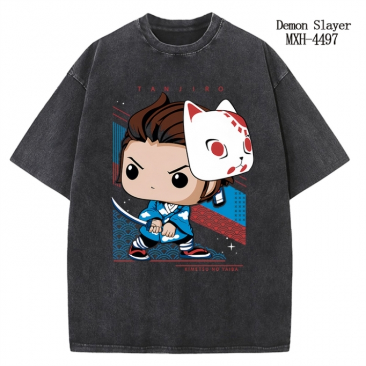 Demon Slayer Kimets Anime peripheral pure cotton washed and worn T-shirt from S to 2XL