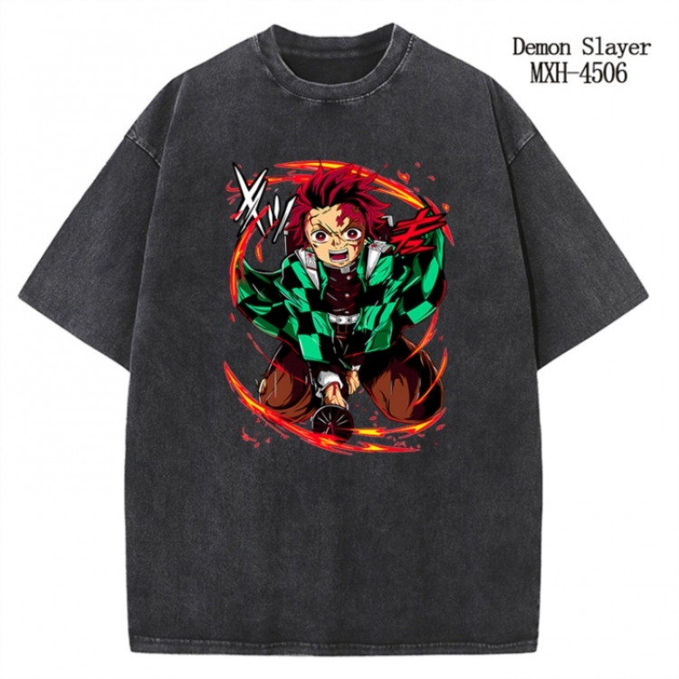 Demon Slayer Kimets Anime peripheral pure cotton washed and worn T-shirt from S to 2XL