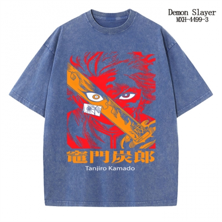 Demon Slayer Kimets Anime peripheral pure cotton washed and worn T-shirt from S to 2XL