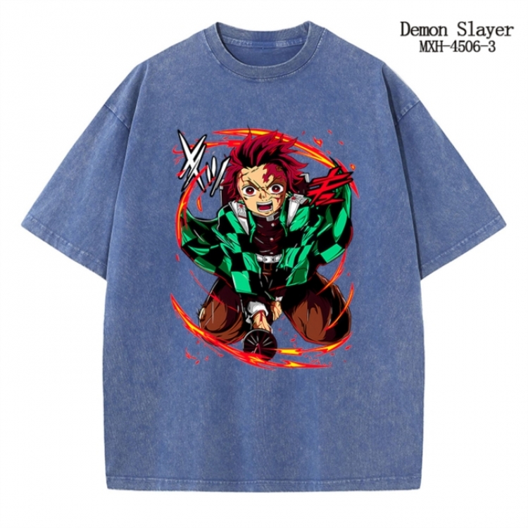 Demon Slayer Kimets Anime peripheral pure cotton washed and worn T-shirt from S to 2XL