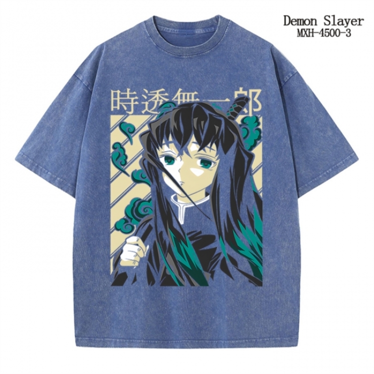 Demon Slayer Kimets Anime peripheral pure cotton washed and worn T-shirt from S to 2XL