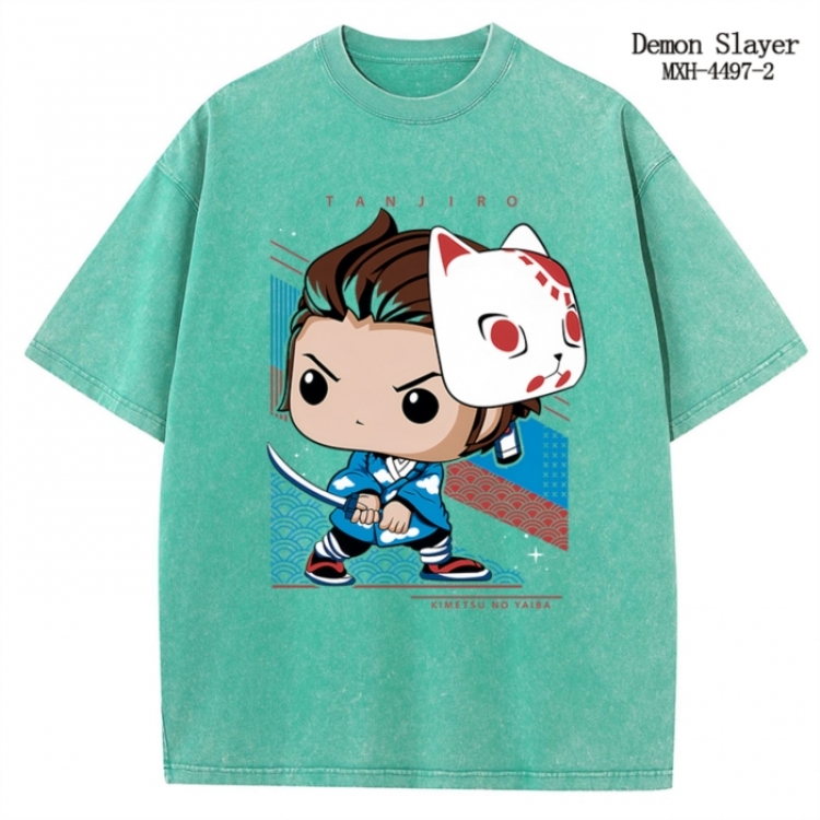 Demon Slayer Kimets Anime peripheral pure cotton washed and worn T-shirt from S to 2XL